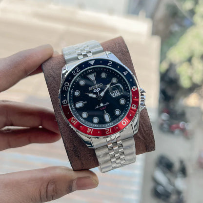 Seiko GMT Red Black Automatic Watch